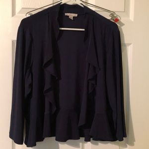 Navy ruffled jacket 2X